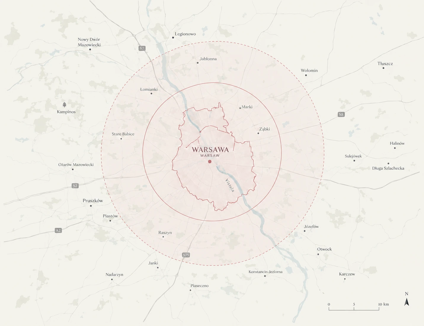 Mapa Warszawy z trzema strefami dostawy